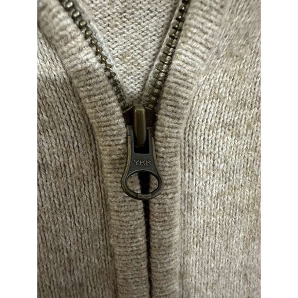 Old Navy Mens Tan Lambswool Blend Full Zip Hoodie Cardigan Y2K GrandpaCore - Picture 7 of 9